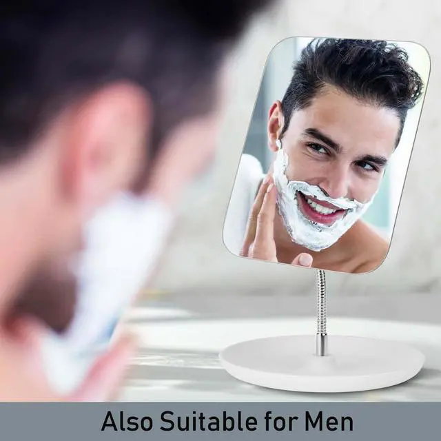 Alt view image 7 of 7 - LFOYOU Table Vanity Mirror with Stand - Makeup Mirror for Desk - Adjustable Flexible Gooseneck, 360°Rotation Folding Portable Bathroom Shaving Cosmetic Mirror Square