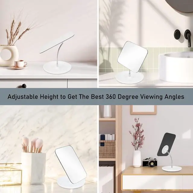 Alt view image 6 of 7 - LFOYOU Table Vanity Mirror with Stand - Makeup Mirror for Desk - Adjustable Flexible Gooseneck, 360°Rotation Folding Portable Bathroom Shaving Cosmetic Mirror Square