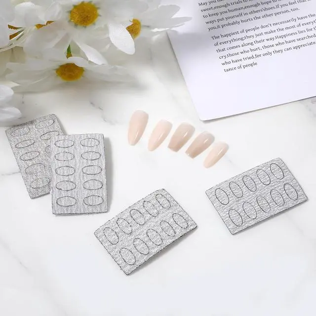 Alt view image 7 of 7 - 200 PCS Grit Sandpaper Sheets, 100/150/180/240 Nail Paper Sheets Self-Adhesive Nail Pads Nails Care Tools Polishing Sandpaper Slant Heads Art Pre-Polishing Sandpapers for Home Salon Nails and Foot