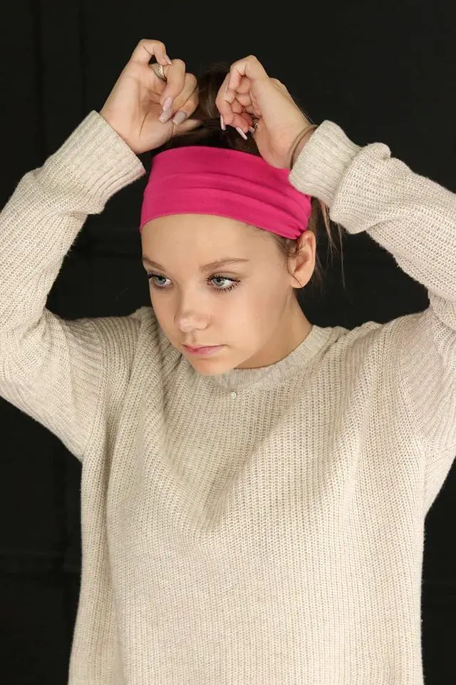 Alt view image 2 of 6 - Kenz Laurenz 3" Cotton Headbands Pack Stretch Elastic Yoga Soft and Stretchy Sports Sweatbands Fashion Headband for Teens Women Girls (1 pc Headbands, Red)