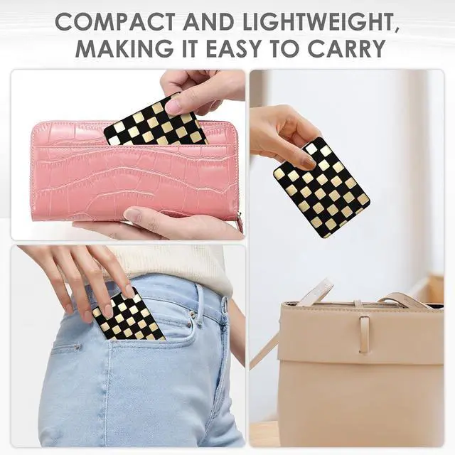 Alt view image 6 of 7 - Compact MirrorUnique Contrasting Neon-Toned Checkered Travel MirrorPocket Mirror for Women