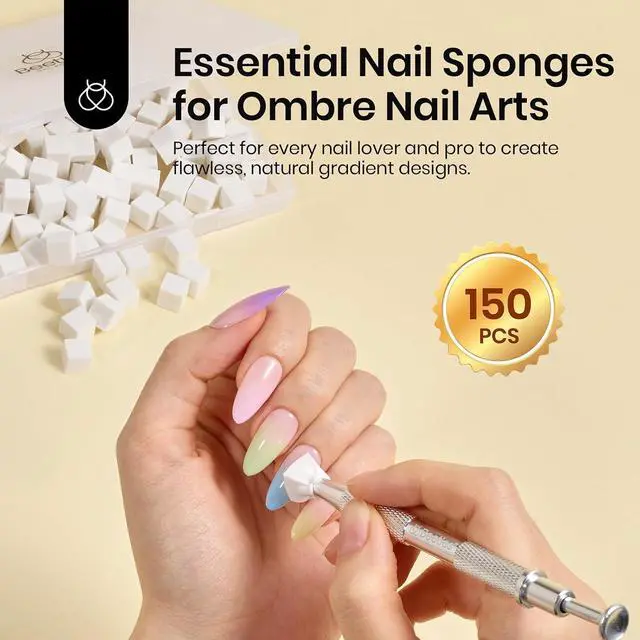 Alt view image 2 of 7 - Beetles 150Pcs Nail Sponges for Ombre, White Sponge with Grabbing Pen Tool | Create smooth ombre nail designs with 150pcs sponges, grabbing pen and easy blending for home manicure