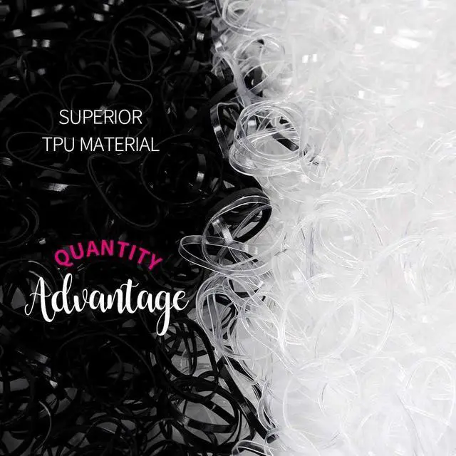Alt view image 3 of 7 - YGDZ 4000pcs Hair Rubber Bands, Clear Black Elastic Hair Ties Toddlers Girls Baby Hair Elastics Mini Small Braids Rubber Bands(Black+Clear)