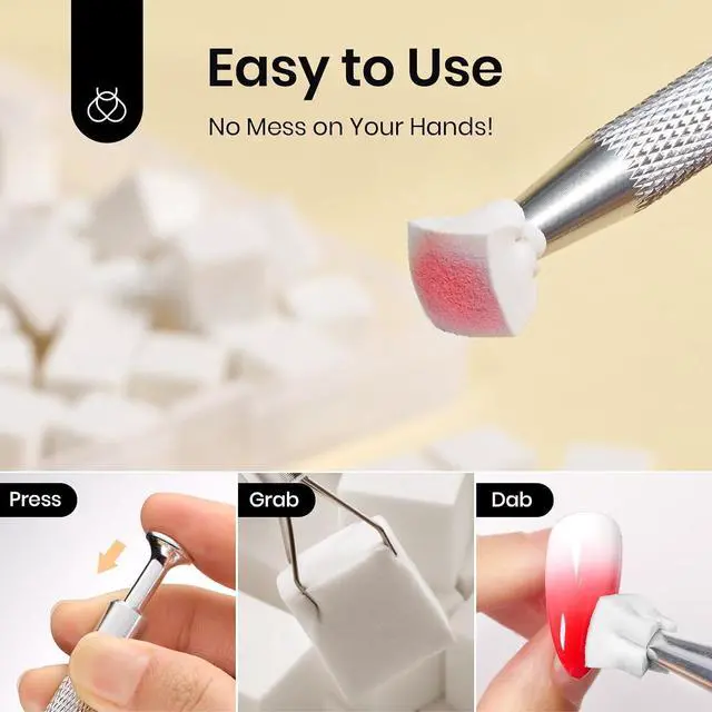 Alt view image 5 of 7 - Beetles 150Pcs Nail Sponges for Ombre, White Sponge with Grabbing Pen Tool | Create smooth ombre nail designs with 150pcs sponges, grabbing pen and easy blending for home manicure