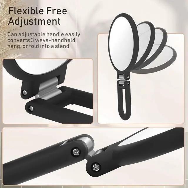 Alt view image 4 of 7 - CLSEVXY Magnifying Handheld Mirror Double Sided, 1X 20X Magnification Hand Mirrors, Travel Folding Hand Held Mirror, 360°Rotation Pedestal Makeup Vanity Mirror