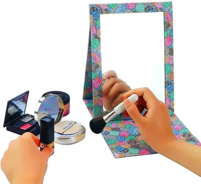 Alt view image 3 of 7 - Foldable Travel Desk Mirror, Multicolor | HD Vanity Mirror with Adjustable 90°/145° Stand,Slim Leather-Covered