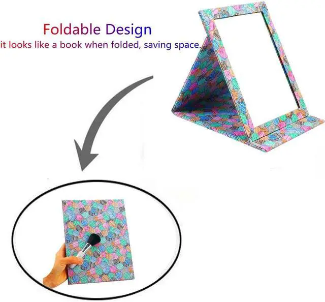 Alt view image 5 of 7 - Foldable Travel Desk Mirror, Multicolor | HD Vanity Mirror with Adjustable 90°/145° Stand,Slim Leather-Covered