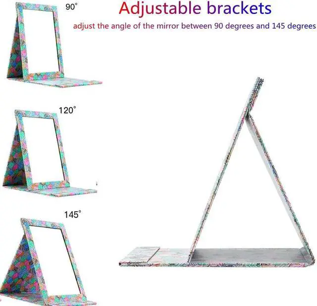 Alt view image 6 of 7 - Foldable Travel Desk Mirror, Multicolor | HD Vanity Mirror with Adjustable 90°/145° Stand,Slim Leather-Covered