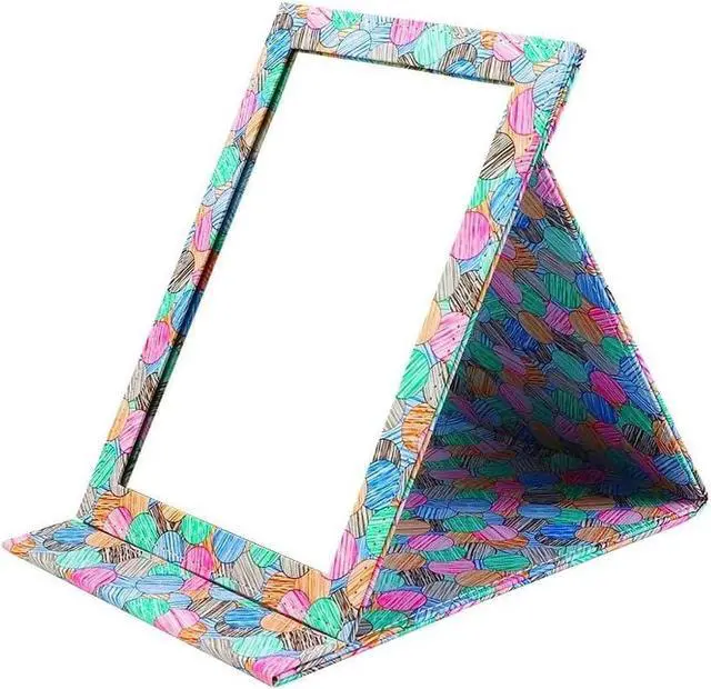 Main image of Foldable Travel Desk Mirror, Multicolor | HD Vanity Mirror with Adjustable 90°/145° Stand,Slim Leather-Covered