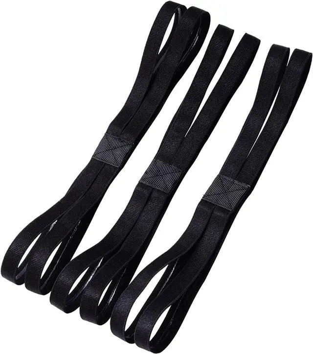 Main image of Shappy 3 Pieces Double-Straps Sport Headbands Elastic Hairband Non-Slip Sweatband for Women or Men(Black)