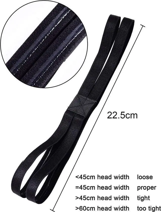 Alt view image 2 of 6 - Shappy 3 Pieces Double-Straps Sport Headbands Elastic Hairband Non-Slip Sweatband for Women or Men(Black)