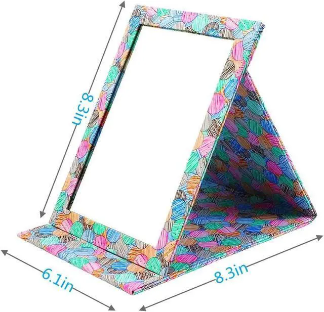 Alt view image 7 of 7 - Foldable Travel Desk Mirror, Multicolor | HD Vanity Mirror with Adjustable 90°/145° Stand,Slim Leather-Covered