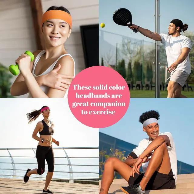Alt view image 6 of 7 - obeoby 8 Pack Cotton Headbands for Sports, Non Slip Workout Hair Bands | Workout Headbands,95% cotton, Sweat Absorbing, Soft Stretch Fit, Stays in Place, Yoga Hairbands, for Running, Daily Wear