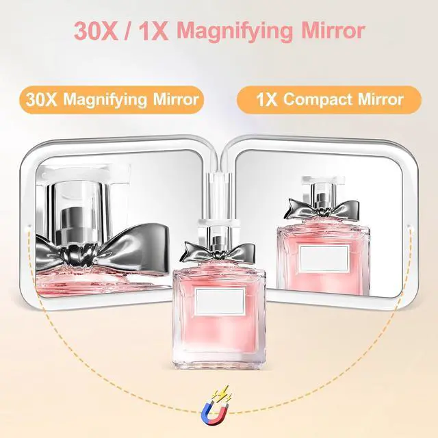 Alt view image 5 of 7 - MIYADIVA Compact Mirror, 30X Magnifying Mirror, Pocket Mirror for Purse, Travel Makeup Mirror with 30X/1X Magnification, Travel Essentials Mirrors, Precision Tweezers, Present for Girls
