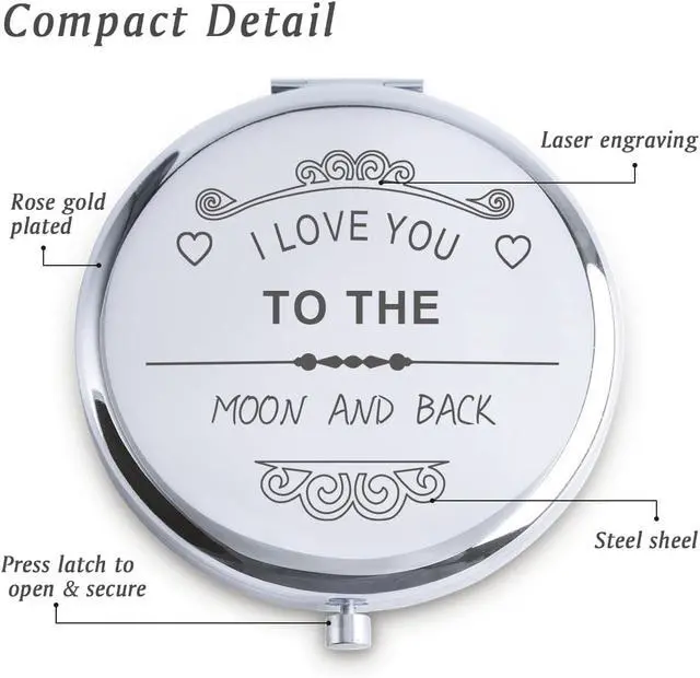Alt view image 2 of 5 - Personalized Gifts for Women Girls, Unique Gift for Her Mom Wife Grandma, Custom Compact Mirror for Birthday, Mothers Day Basket Stuffers