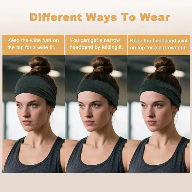 Alt view image 2 of 7 - 6 Pack Headbands for Women - Wide Hair Bands for Sports & Daily Use | Non Slip Sweat Head Bands, Soft Stretchy Head Wraps & Hair Accessories for Yoga, Workout, Gym, Washing Face, Makeup, Fashion