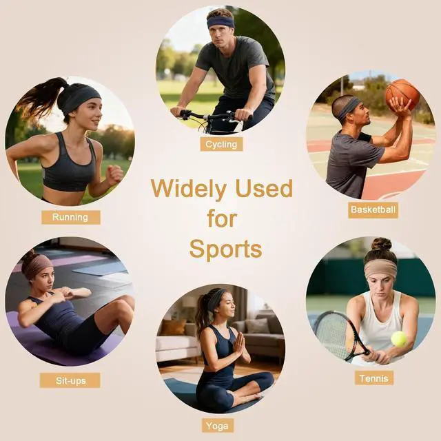 Alt view image 5 of 7 - 6 Pack Headbands for Women - Wide Hair Bands for Sports & Daily Use | Non Slip Sweat Head Bands, Soft Stretchy Head Wraps & Hair Accessories for Yoga, Workout, Gym, Washing Face, Makeup, Fashion