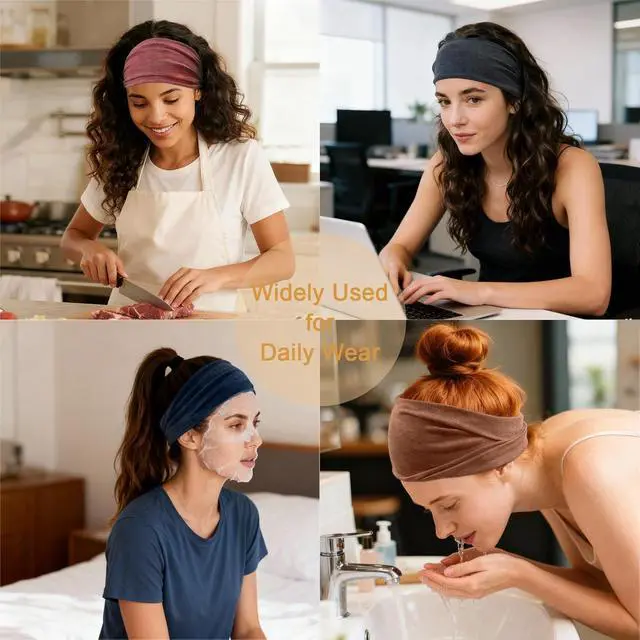 Alt view image 6 of 7 - 6 Pack Headbands for Women - Wide Hair Bands for Sports & Daily Use | Non Slip Sweat Head Bands, Soft Stretchy Head Wraps & Hair Accessories for Yoga, Workout, Gym, Washing Face, Makeup, Fashion