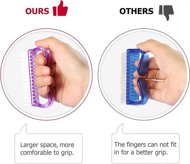 Alt view image 5 of 7 - Larbois Handle Grip Nail Brush, Nail Brushes Hand Fingernail Brush Cleaner Scrubbing Kit Pedicure for Toes and Nails Men Women (4 Pack)