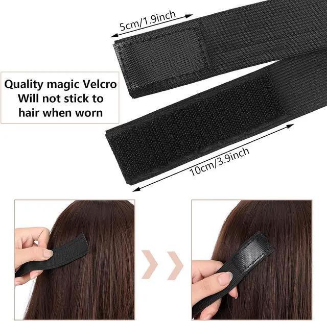 Alt view image 3 of 7 - WILLBOND 12 Pcs Elastic Bands for Wigs Adjustable Lace Melting Edge Wrap 1.2 x 23.6 Inch Black Wig Headband Bands for Lace Front