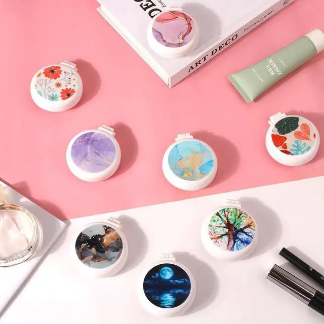 Alt view image 7 of 7 - Mini Hairbrush, Pocket Hairbrush With Mirror Pink Marble | Mini Make Up Mirror And Comb Set Compact, Foldable And Portable, A must Have For Ladies, Handbags And Essential For Travel