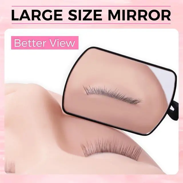 Alt view image 3 of 7 - Flexible Large Square Lash Mirror, 260°Rotation Folding Portable Eye Mirror for Eyelash Extensions, Adjustable for Easy Check, Lash Extension Supplies and Tool for Lash Techs, Black