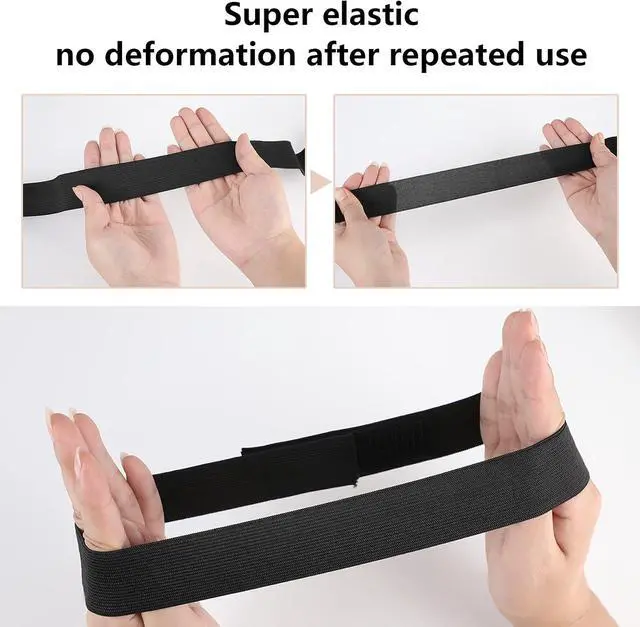Alt view image 4 of 7 - WILLBOND 12 Pcs Elastic Bands for Wigs Adjustable Lace Melting Edge Wrap 1.2 x 23.6 Inch Black Wig Headband Bands for Lace Front