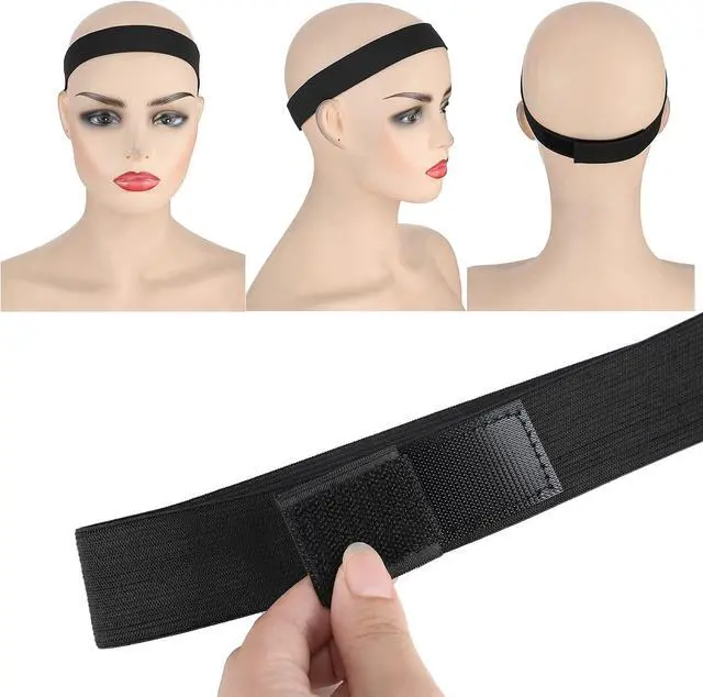 Alt view image 7 of 7 - WILLBOND 12 Pcs Elastic Bands for Wigs Adjustable Lace Melting Edge Wrap 1.2 x 23.6 Inch Black Wig Headband Bands for Lace Front