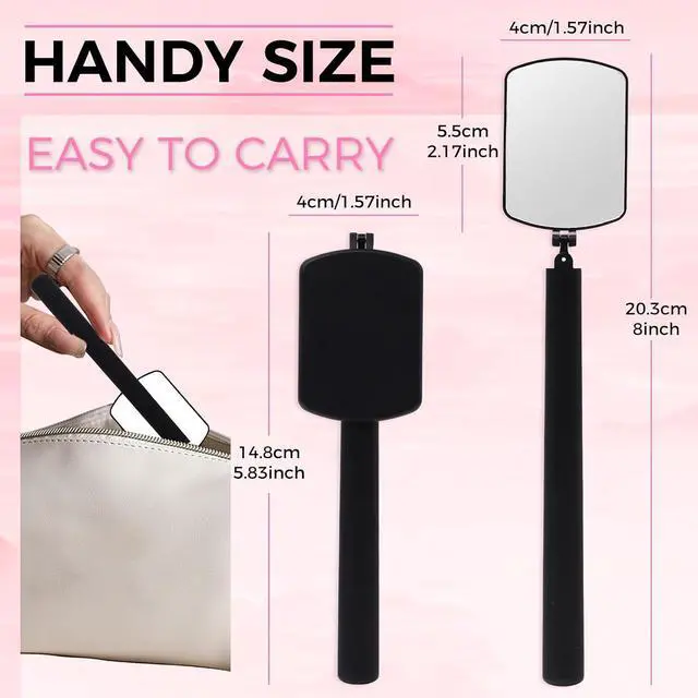 Alt view image 7 of 7 - Flexible Large Square Lash Mirror, 260°Rotation Folding Portable Eye Mirror for Eyelash Extensions, Adjustable for Easy Check, Lash Extension Supplies and Tool for Lash Techs, Black