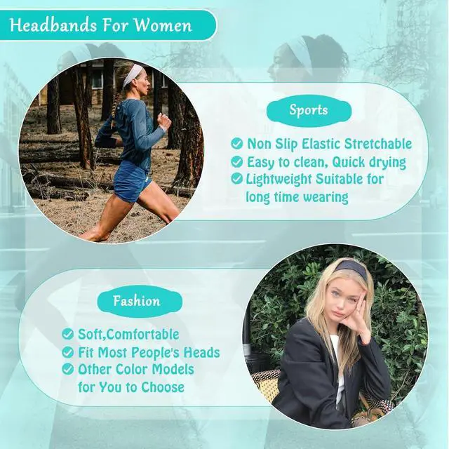 Alt view image 7 of 7 - Headbands for Women Non Slip Head Bands for Women's Hair cute elastic womens headbands Soft Cotton Cloth Fashion floral headband for women for Daily Workout Sports Running Yoga