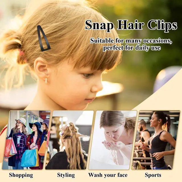 Alt view image 3 of 7 - Sightor 10 Pcs Double Grip Hair Clips, Metal Snap Hair Clips Hair Barrettes | Non Slip Hair Clips Black Barrettes Women Hair Styling Hair Accessories for Thin Thick Hair
