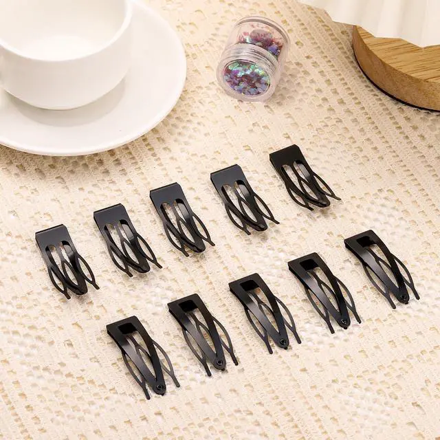 Alt view image 7 of 7 - Sightor 10 Pcs Double Grip Hair Clips, Metal Snap Hair Clips Hair Barrettes | Non Slip Hair Clips Black Barrettes Women Hair Styling Hair Accessories for Thin Thick Hair
