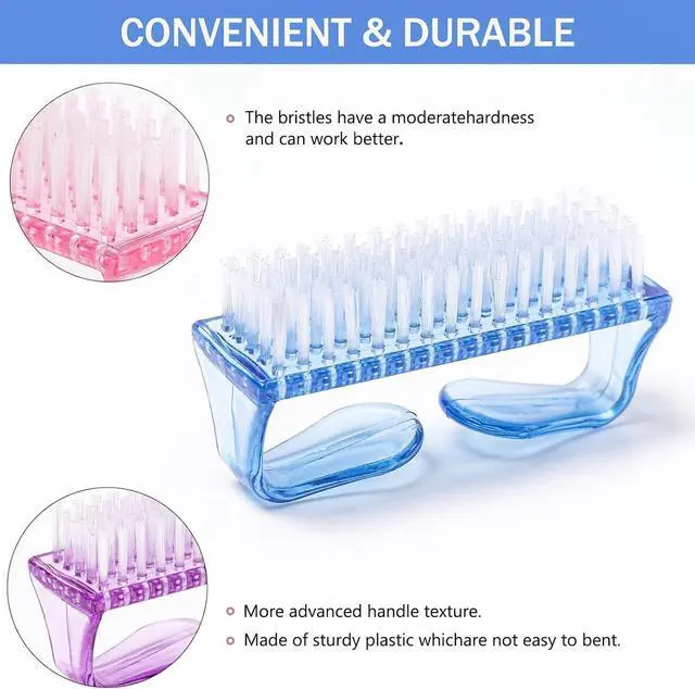 Alt view image 2 of 7 - Handle Grip Nail Brush, Hand Fingernail Scrub Cleaning Brushes for Toes and Nails Cleaner, Pedicure Scrubbing tool kit for Men and Women 5 Pack (Multicolor)