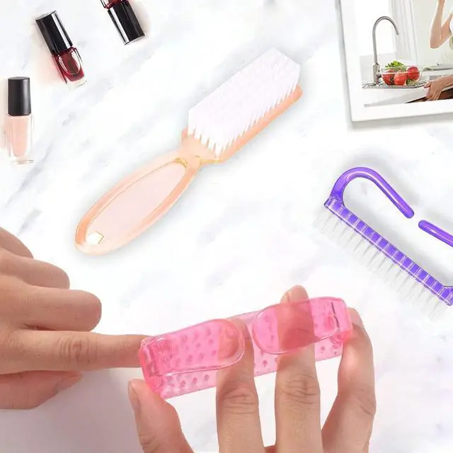 Alt view image 6 of 7 - Handle Grip Nail Brush, Hand Fingernail Scrub Cleaning Brushes for Toes and Nails Cleaner, Pedicure Scrubbing tool kit for Men and Women 5 Pack (Multicolor)