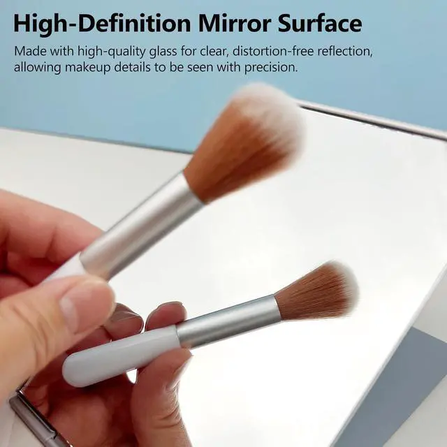 Alt view image 5 of 7 - Simple Flip-Top Makeup Mirror, Portable Folding Ultra-Slim Aluminum Vanity Mirror for Makeup, Travel & Grooming, 5.91x3.94 Inch