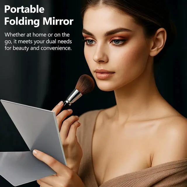 Alt view image 6 of 7 - Simple Flip-Top Makeup Mirror, Portable Folding Ultra-Slim Aluminum Vanity Mirror for Makeup, Travel & Grooming, 5.91x3.94 Inch