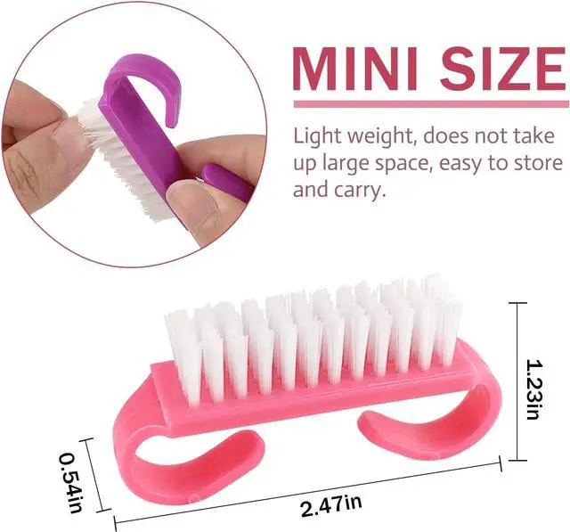 Alt view image 2 of 6 - Handle Grip Nail Brushes, 4 Pack Travel Size Nail Brush for Cleaning Fingernails, Colorful Hand Scrub Cleaning Brushes