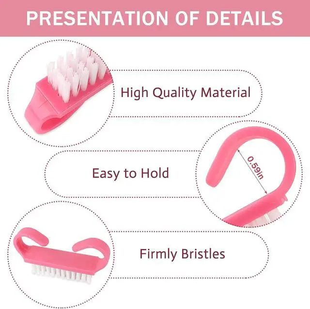 Alt view image 3 of 6 - Handle Grip Nail Brushes, 4 Pack Travel Size Nail Brush for Cleaning Fingernails, Colorful Hand Scrub Cleaning Brushes