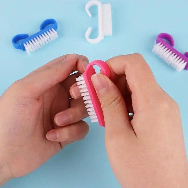 Alt view image 5 of 6 - Handle Grip Nail Brushes, 4 Pack Travel Size Nail Brush for Cleaning Fingernails, Colorful Hand Scrub Cleaning Brushes