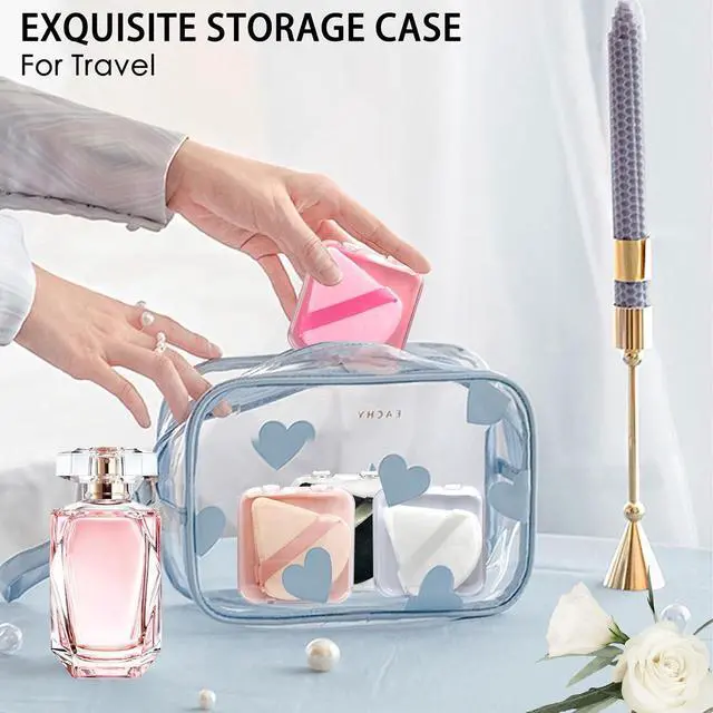 Alt view image 5 of 7 - 8 Pieces Triangle Powder Puff with 4 Travel Cases, Triangle Makeup Puff, Reusable Velour Makeup Sponge Blending Puff for Loose Powder and Foundation, Beauty Makeup Tools (4 colors)