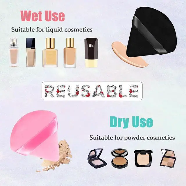 Alt view image 3 of 7 - 8 Pieces Triangle Powder Puff with 4 Travel Cases, Triangle Makeup Puff, Reusable Velour Makeup Sponge Blending Puff for Loose Powder and Foundation, Beauty Makeup Tools (4 colors)