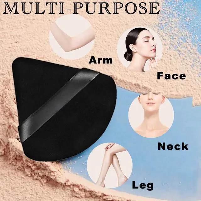 Alt view image 4 of 7 - 8 Pieces Triangle Powder Puff with 4 Travel Cases, Triangle Makeup Puff, Reusable Velour Makeup Sponge Blending Puff for Loose Powder and Foundation, Beauty Makeup Tools (4 colors)