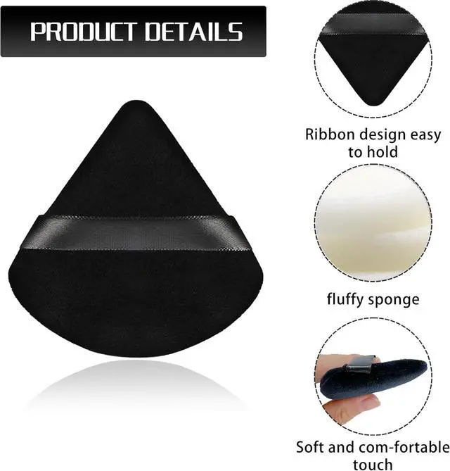 Alt view image 7 of 7 - 8 Pieces Triangle Powder Puff with 4 Travel Cases, Triangle Makeup Puff, Reusable Velour Makeup Sponge Blending Puff for Loose Powder and Foundation, Beauty Makeup Tools (4 colors)