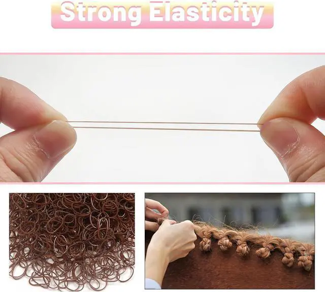 Alt view image 3 of 7 - Brown Elastics Hair Bands 1500pcs Mini Rubber Hairband Soften 18mm Ponytail Holders Hairiness Ties No Damaged Accessories for Women Braids