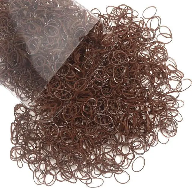 Main image of Brown Elastics Hair Bands 1500pcs Mini Rubber Hairband Soften 18mm Ponytail Holders Hairiness Ties No Damaged Accessories for Women Braids