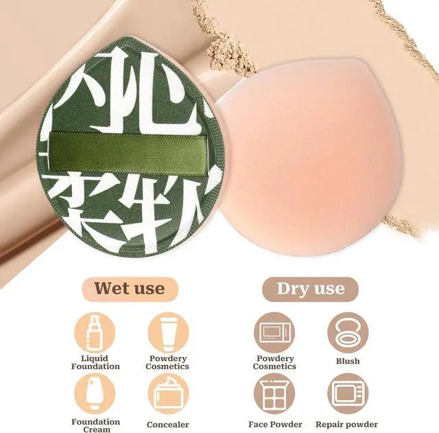 Alt view image 4 of 7 - 4 PCS Makeup Puff, Korean Makeup Sponges Teardrop Setting Face Cushion Puff Soft Sponge for Foundation Concealer Liquid Cream and Powder, Beginner-Friendly, XL/L