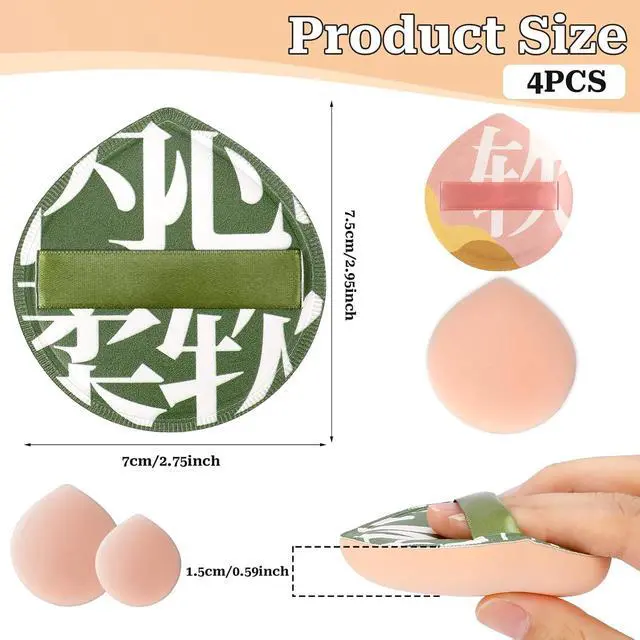 Alt view image 5 of 7 - 4 PCS Makeup Puff, Korean Makeup Sponges Teardrop Setting Face Cushion Puff Soft Sponge for Foundation Concealer Liquid Cream and Powder, Beginner-Friendly, XL/L