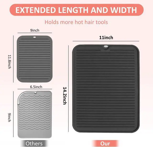 Alt view image 5 of 7 - Large Heat Resistant Silicone Mat for Hair Tools: Curling Iron, Flat Iron, Hair Straightener - Portable Hair Styling Pad Cover