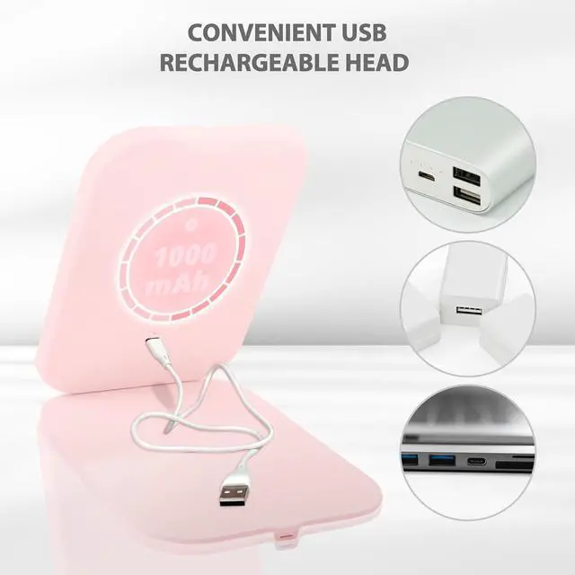 Alt view image 5 of 7 - Koolstuffs Travel Mirror with Light with Battery-Powered | Rechargeable Portable Makeup Mirror, 3 Colors LED Lighting, Dimmable Touch Screen