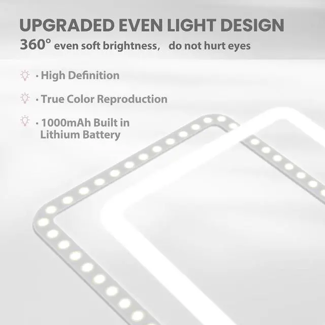 Alt view image 6 of 7 - Koolstuffs Travel Mirror with Light with Battery-Powered | Rechargeable Portable Makeup Mirror, 3 Colors LED Lighting, Dimmable Touch Screen